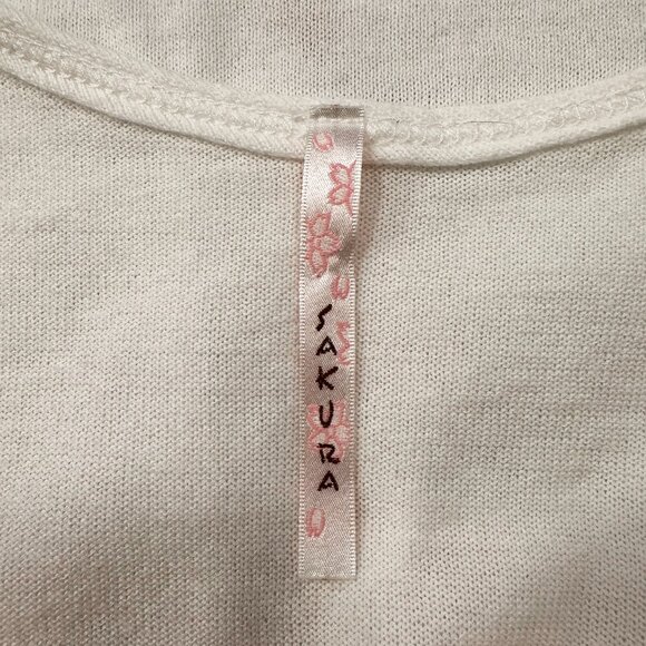 White Knit Camisole Tank Top Womens Size S Floral Pattern Y2K - Picture 5 of 6